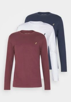Pier One 3 Pack Unisex- Longsleeve - White/Dark Blue/Bordeaux -Pier One 00fb62a16a384865a8c2dc59b9b45b3a