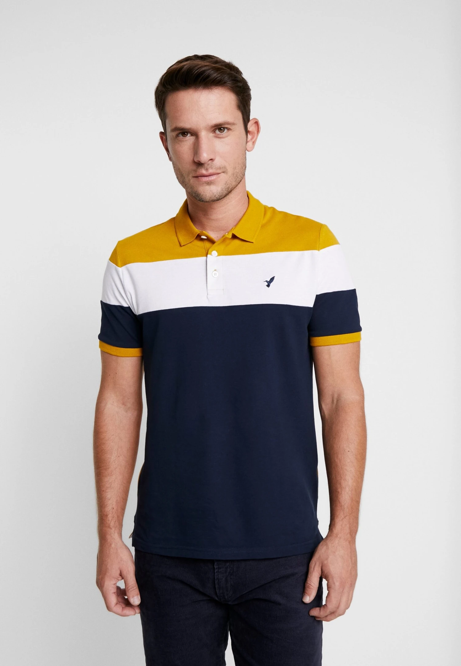 Pier One Poloshirt - Dark Blue/Mustard 3 Pier One Poloshirt - Dark Blue/Mustard