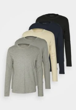 Pier One 5 Pack - Longsleeve - Black/Dark Blue/Stone -Pier One 1c25018ba4f641b38bf11faa7391875c