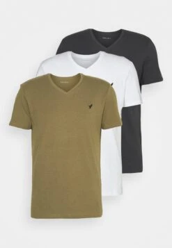 Pier One V Neck Bird Tonal 3 Pack - T-Shirt Basic - White/Dark Green/Black 14 Pier One V Neck Bird Tonal 3 Pack - T-Shirt Basic - White/Dark Green/Black -Pier One 27689eeb0035416d88bd562789582e8f