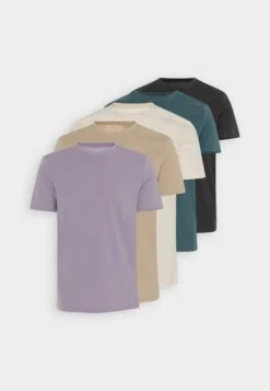 Pier One 5 Pack - T-Shirt Basic - White/Off-White/Lilac -Pier One 457fc2dd907744f0aad3de7198ff6a0b