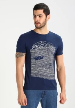 Pier One T-Shirt Print - Dark Blue/White
