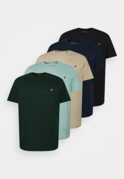 Pier One 5 Pack - T-Shirt Basic - Dark Green/Beige/Light Blue -Pier One 7af36362bd71478faf64c035d446b9b1
