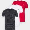 Pier One 3 Pack - T-Shirt Print - White/Dark Blue/Red
