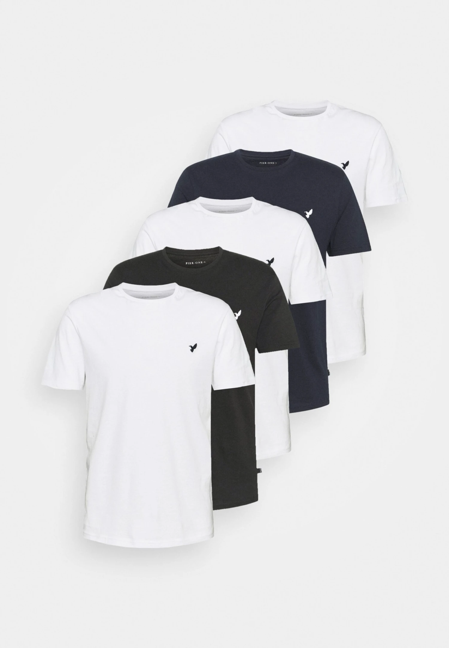Pier One 5 Pack - T-Shirt Basic - White/Black/Dark Blue 9 Pier One 5 Pack - T-Shirt Basic - White/Black/Dark Blue - Afbeelding 7