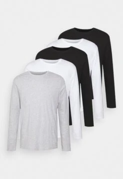 Pier One 5 Pack - Longsleeve - Light Grey/White/Black -Pier One 89a801e7bd5f4f2d8a995f5d7c394e4a