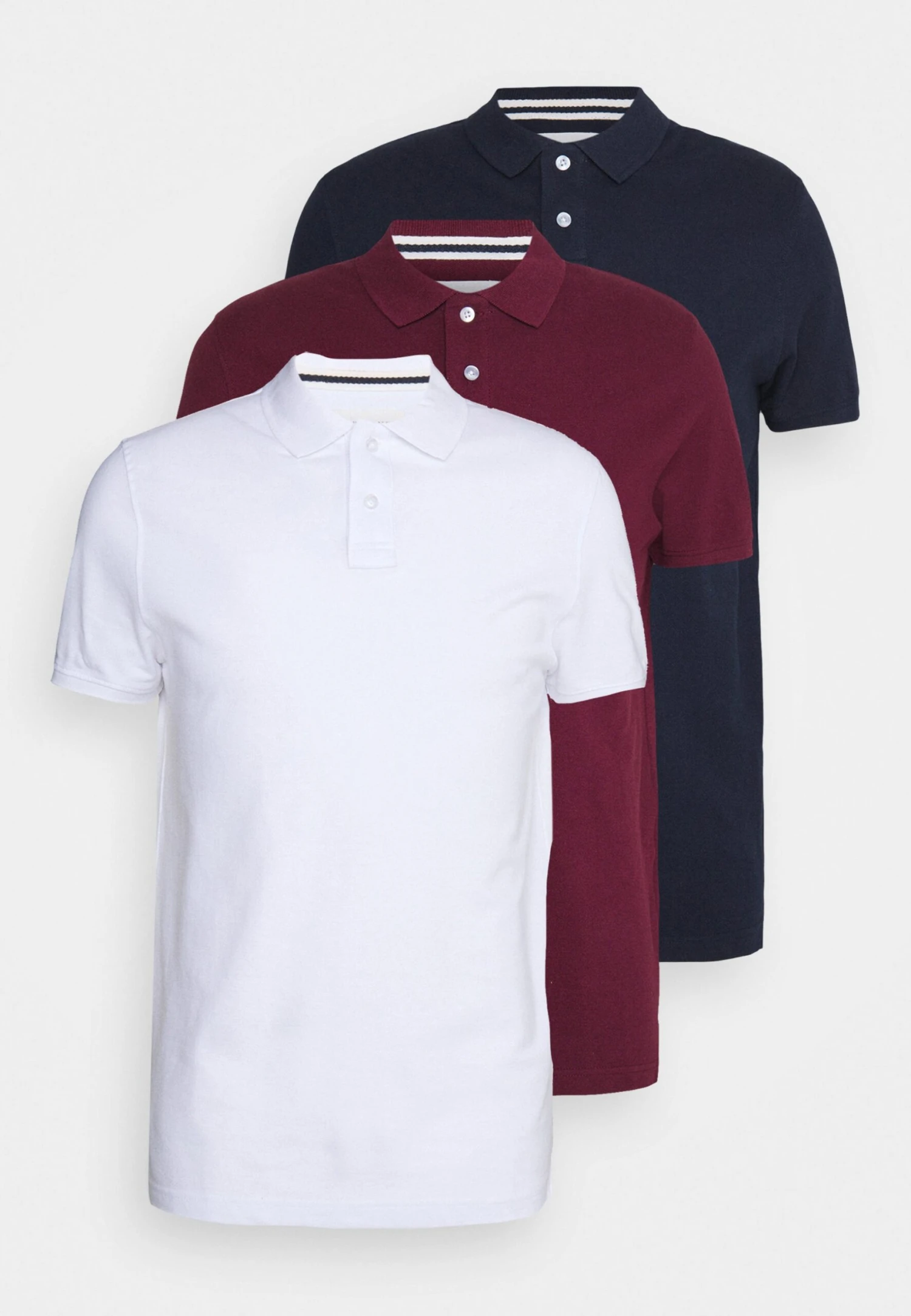 Pier One 3 Pack - Poloshirt - Bordeaux/White/Dark Blue 6 Pier One 3 Pack - Poloshirt - Bordeaux/White/Dark Blue - Afbeelding 4