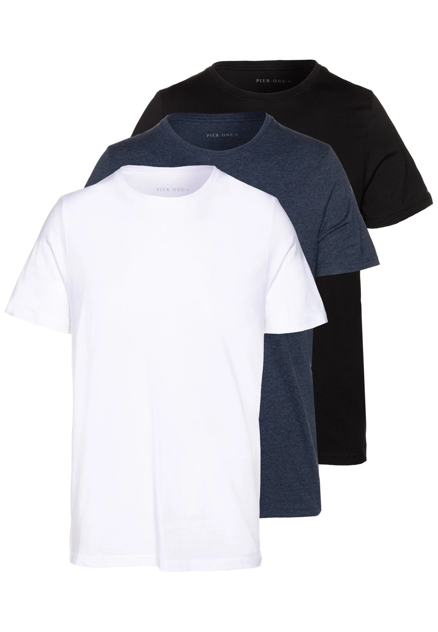 Pier One 3 Pack - T-Shirt Basic - Black/White/Blue 3 Pier One 3 Pack - T-Shirt Basic - Black/White/Blue