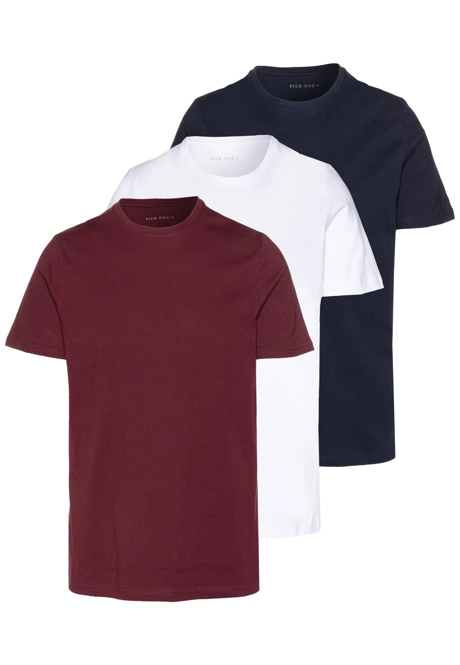 Pier One 3 Pack - T-Shirt Basic - White/Dark Blue/Red 3 Pier One 3 Pack - T-Shirt Basic - White/Dark Blue/Red