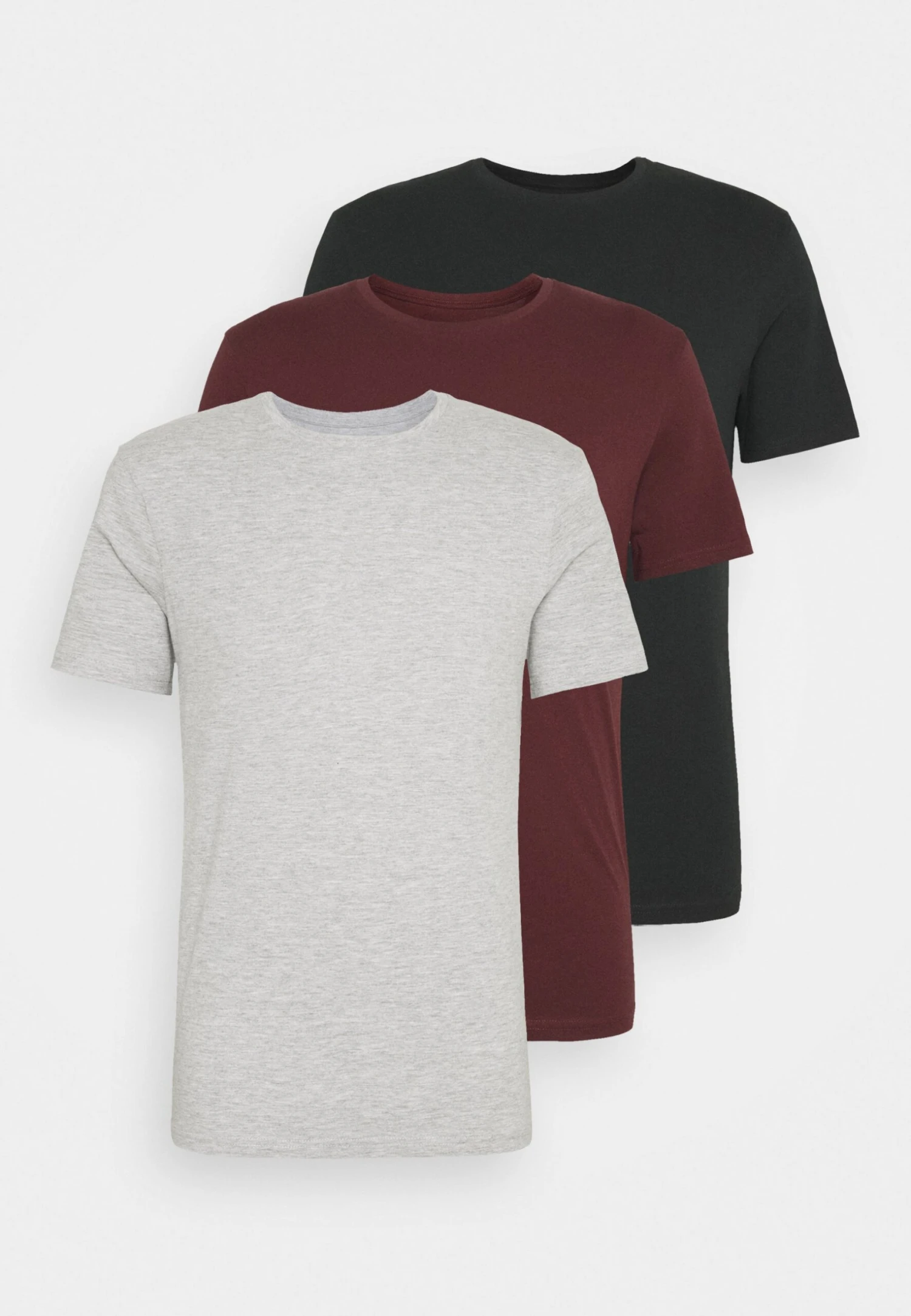 Pier One 3 Pack - T-Shirt Basic - Black/Grey/Bordeaux 10 Pier One 3 Pack - T-Shirt Basic - Black/Grey/Bordeaux - Afbeelding 8