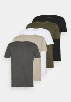 Pier One 5 Pack - T-Shirt Basic - White/Dark Grey/Black -Pier One c8b9f5cce9884e23aebd3711252e2349