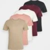Pier One 5 Pack - T-Shirt Basic - White/Beige/Bordeaux -Pier One e6daffffaf7146419f6e19248e6b0262