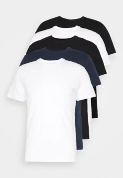 Pier One 5 Pack - T-Shirt Basic - Black/White/Blue -Pier One f1b37127ec2d45f98139c878d4f29450